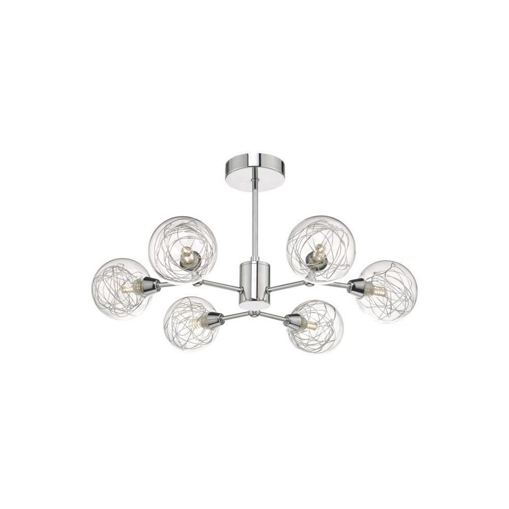 Tyka Contemporary 6 Light Semi Flush Light In Polished Chrome Finish TYK6450