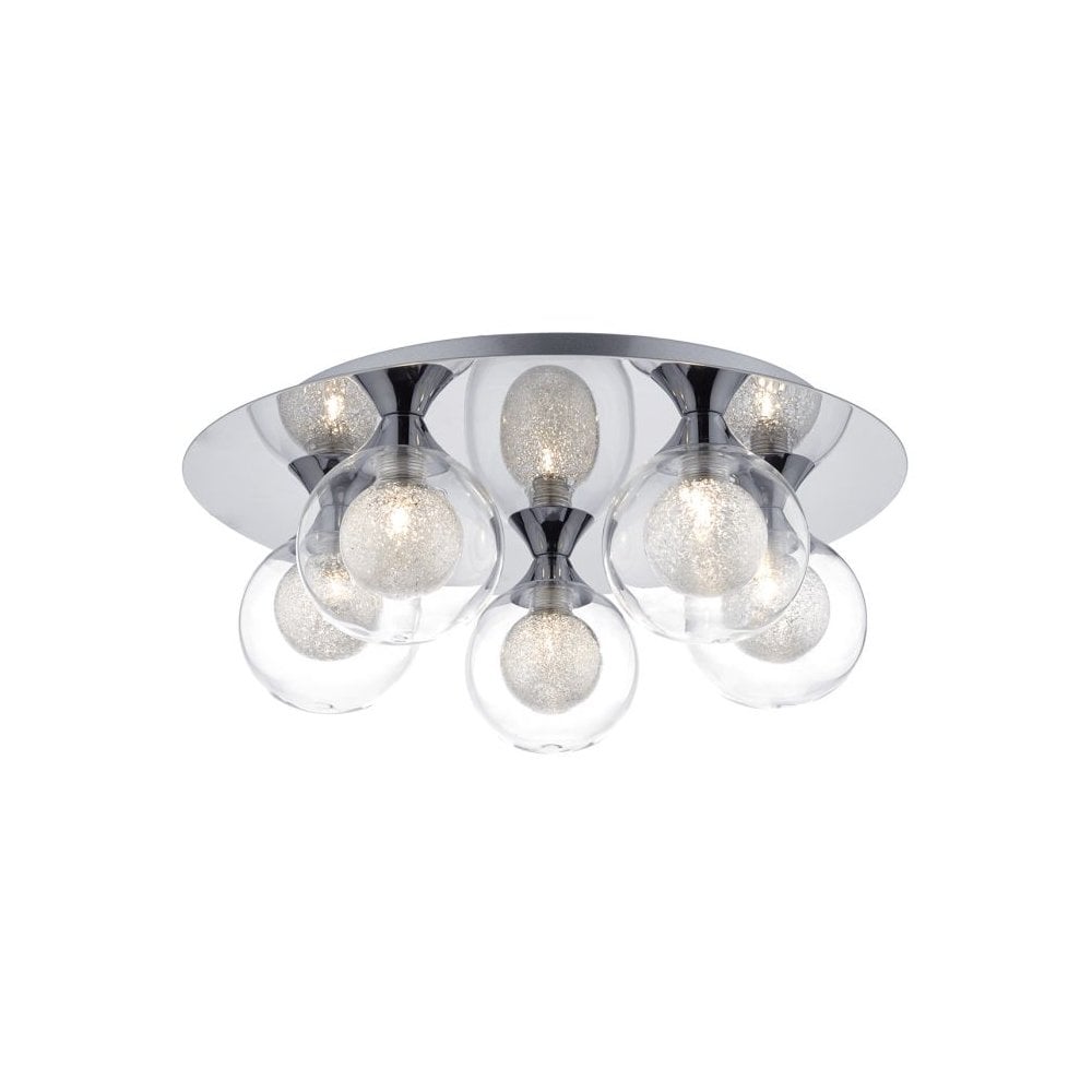 Zeke Contemporary 5 Light Flush Ceiling Light In Polished Chrome Finish ZEK5450