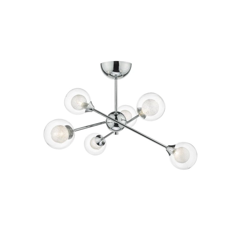 Zeke Contemporary 6 Light Flush Ceiling Light In Polished Chrome Finish ZEK0650