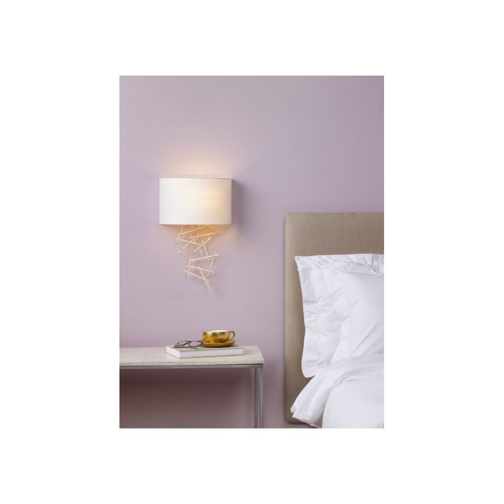 Cevero Decorative Wall Light In Gold Finish With Ivory Shade CEV0735