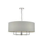 Jamelia 5 Light Ceiling Pendant Light In Polished Chrome Finish With Grey Cotton Shade JAM0539