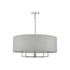 Jamelia 5 Light Ceiling Pendant Light In Polished Chrome Finish With Grey Cotton Shade JAM0539