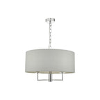 Jamelia 3 Light Ceiling Pendant Light In Polished Chrome Finish With Grey Cotton Shade JAM0339
