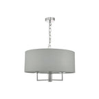 Jamelia 3 Light Ceiling Pendant Light In Polished Chrome Finish With Grey Cotton Shade JAM0339