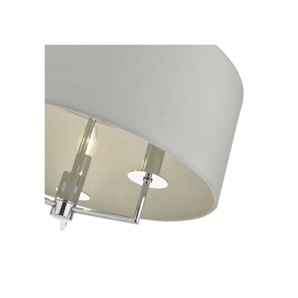 Jamelia 3 Light Ceiling Pendant Light In Polished Chrome Finish With Grey Cotton Shade JAM0339