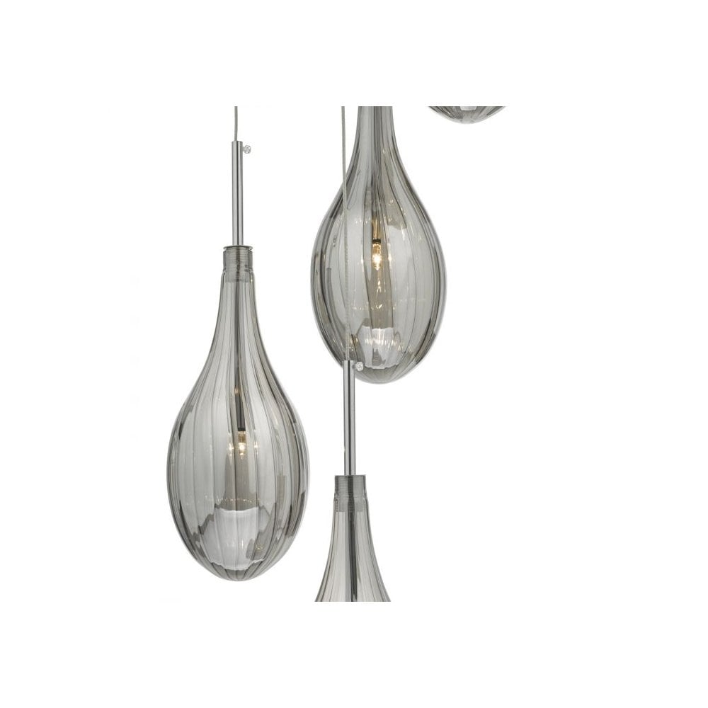 Seta Stunning 6 Light Cluster Ceiling Pendant In Chrome With Smoked Glass SET6410