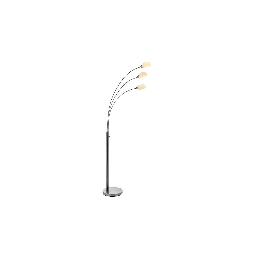 Jaspa Modern LED Floor Lamp In Satin Nickel With White Glass Shades 76567