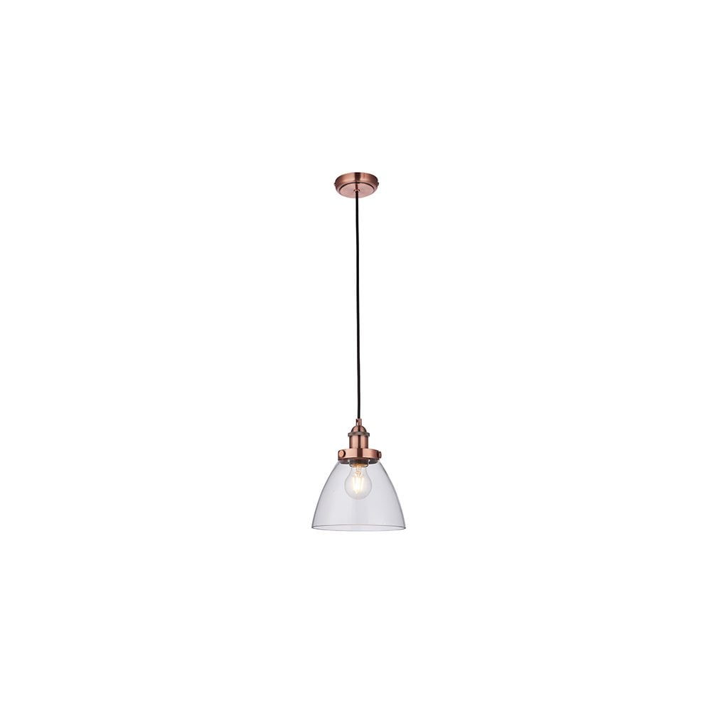 Hansen Retro Ceiling Pendant Light In Aged Copper Finish 76332