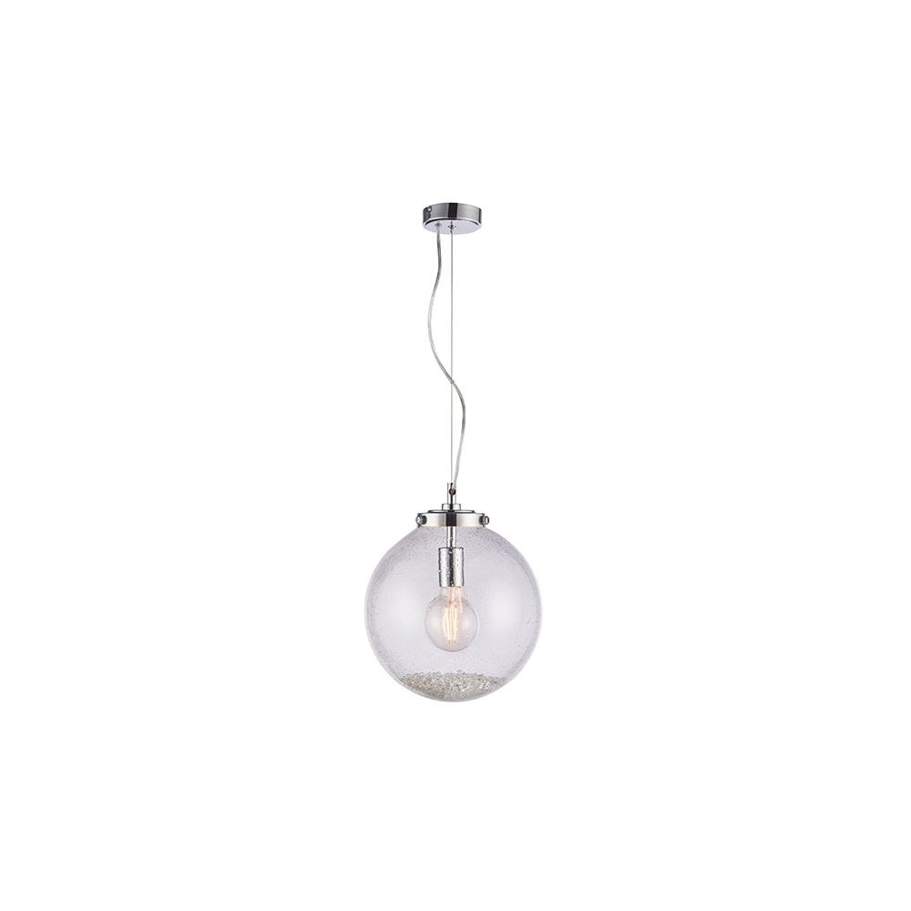 Harbour Modern Ceiling Pendant Light In Chrome Finish With Glass Shade 76381