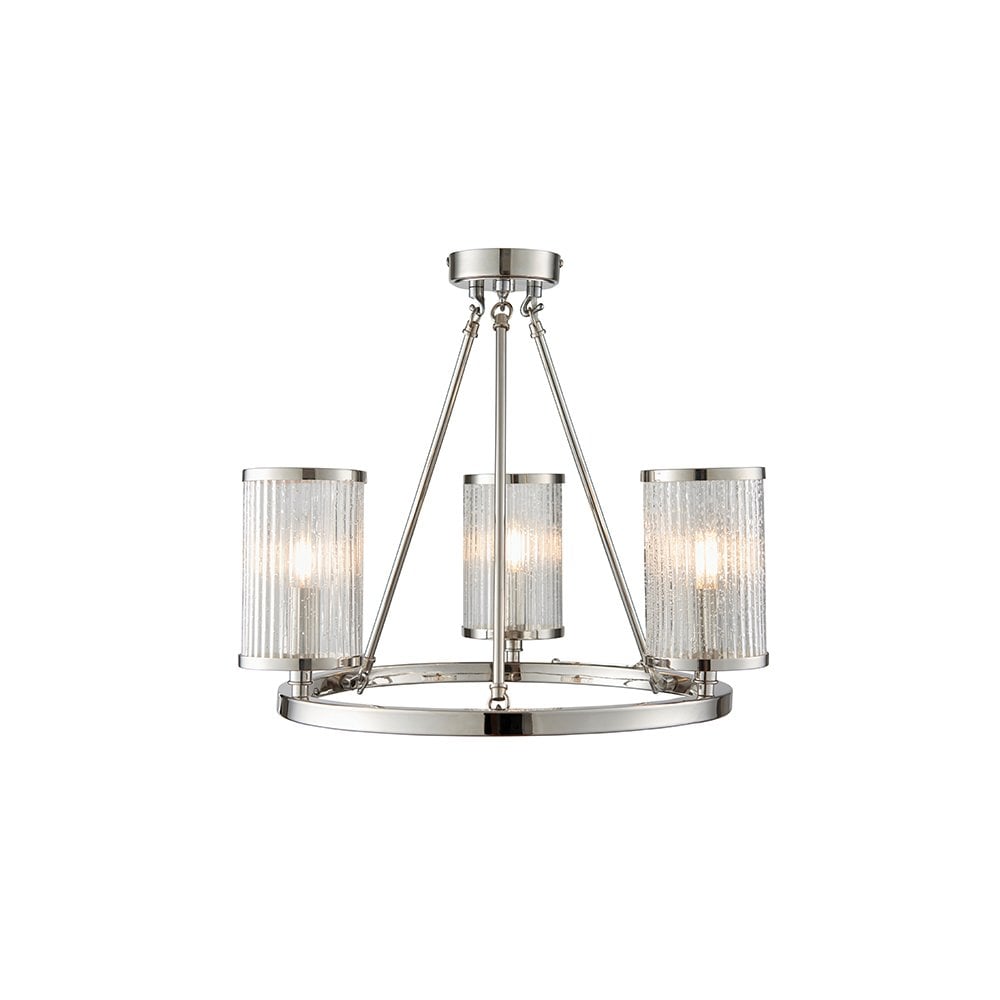 Easton Contemporary 3 Light Semi Flush Ceiling Light In Nickel Finish 76261