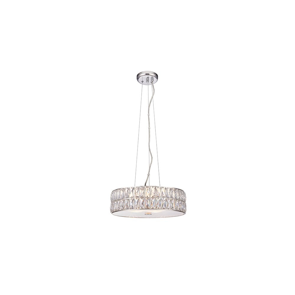 Verina Stylish Round Crystal Ceiling Pendant Light In Chrome Finish 76513