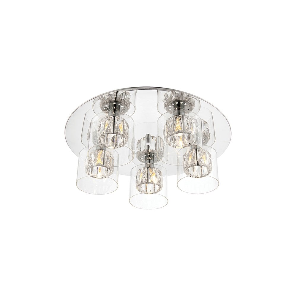 Verina Stylish 5 Light Flush Ceiling Light In Chrome Finish 76517