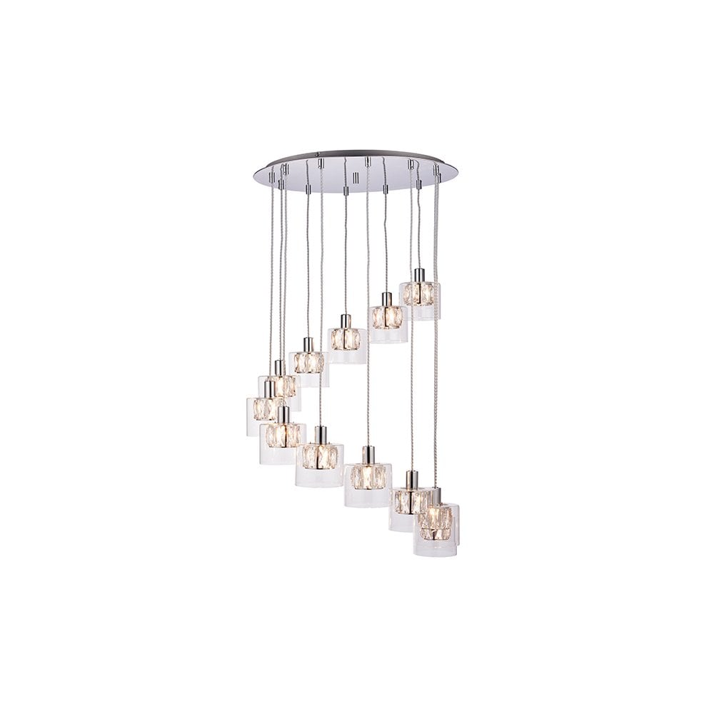Verina Stylish 12 Light Ceiling Pendant Light In Chrome Finish 76518