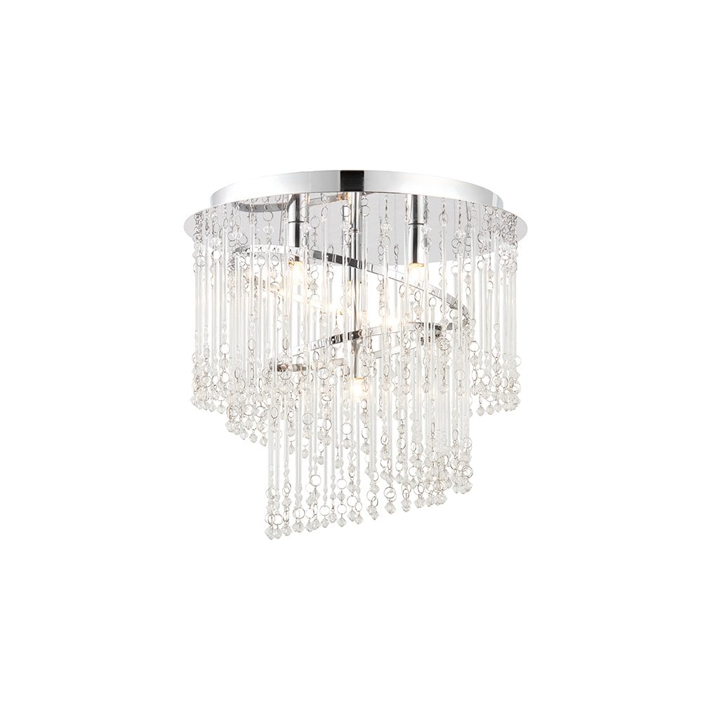 Camille Elegant 4 Light Flush Ceiling Light In Chrome Finish And Clear Glass 68698