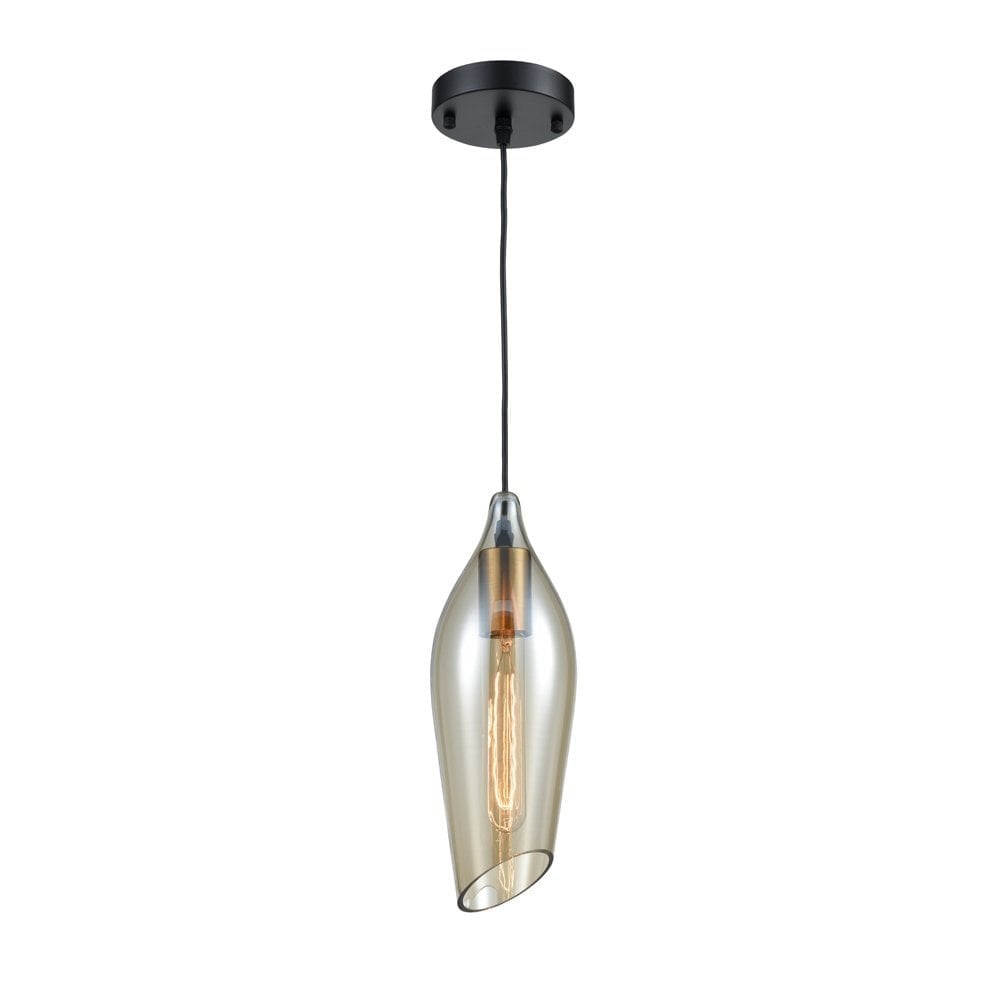 Modern Ceiling Pendant Light With Cognac Coloured Glass SUS193