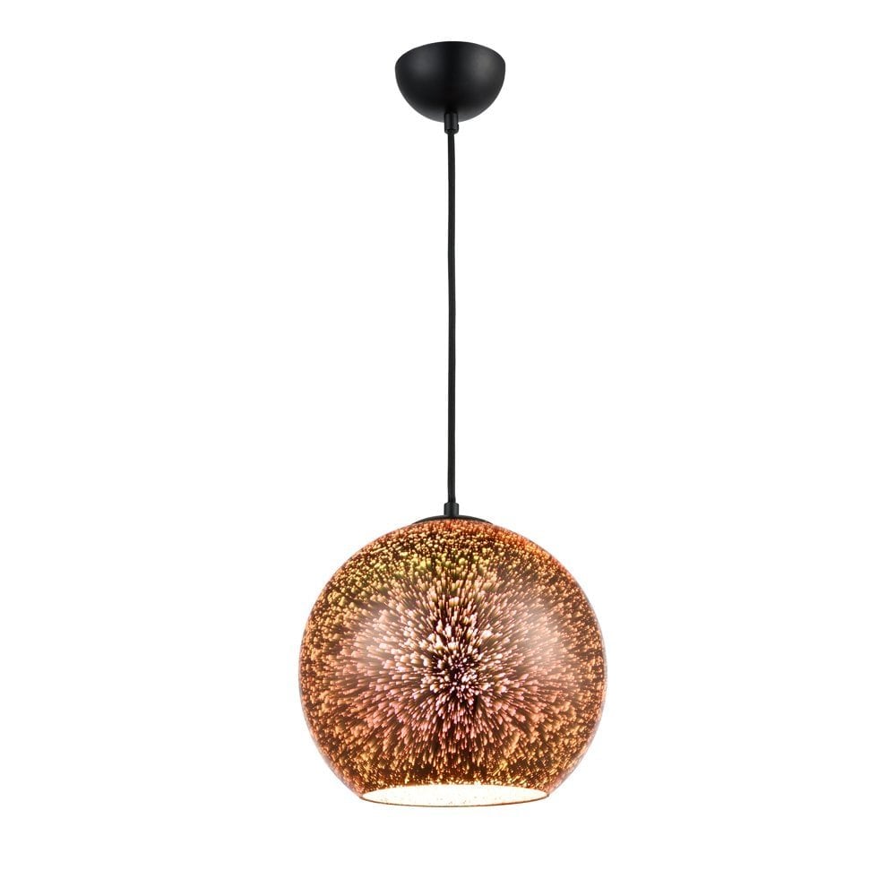 Large Ceiling Pendant Light In Black And Copper With 3D Infinity Effect SUS172