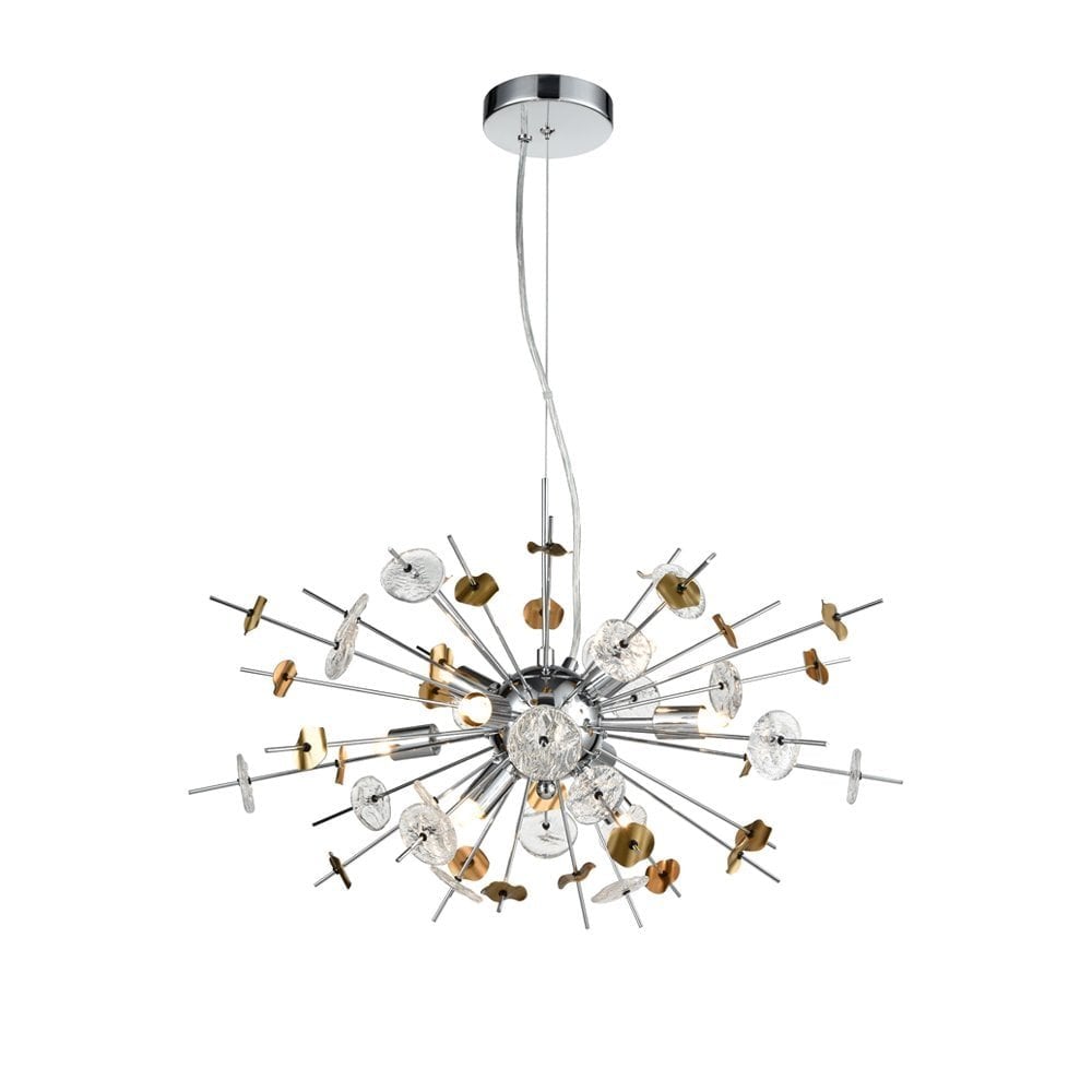 Decorative Ceiling Pendant Light In Chrome Finish With Glass And Metal Discs FL2391-8