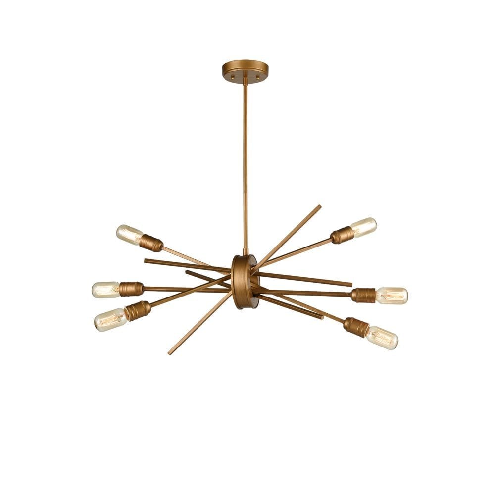 Modern 6 Light Ceiling Fitting In Antique Gold Finish F2399-6