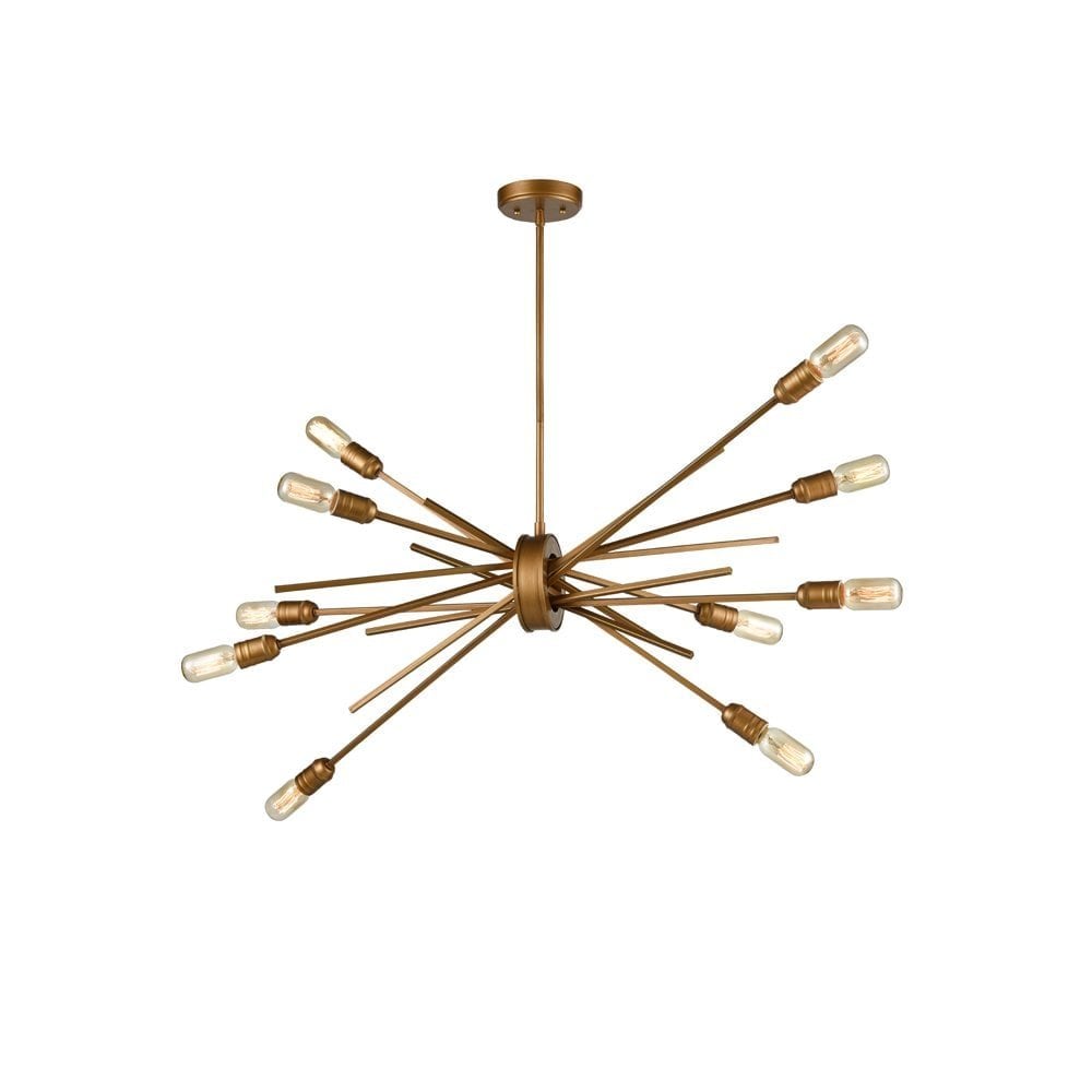 Modern 10 Light Ceiling Fitting In Antique Gold Finish FL2399-10