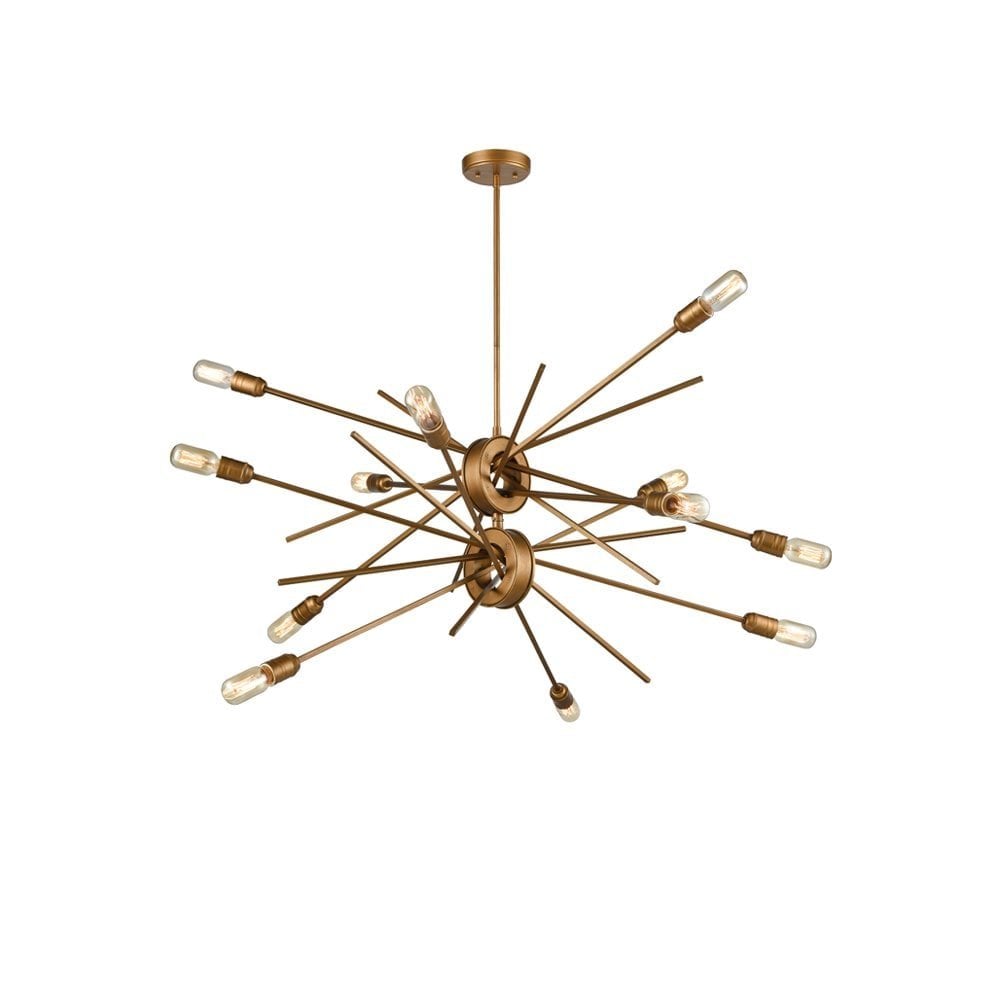 Modern 12 Light Ceiling Pendant Light In Antique Gold Finish FL2399-12