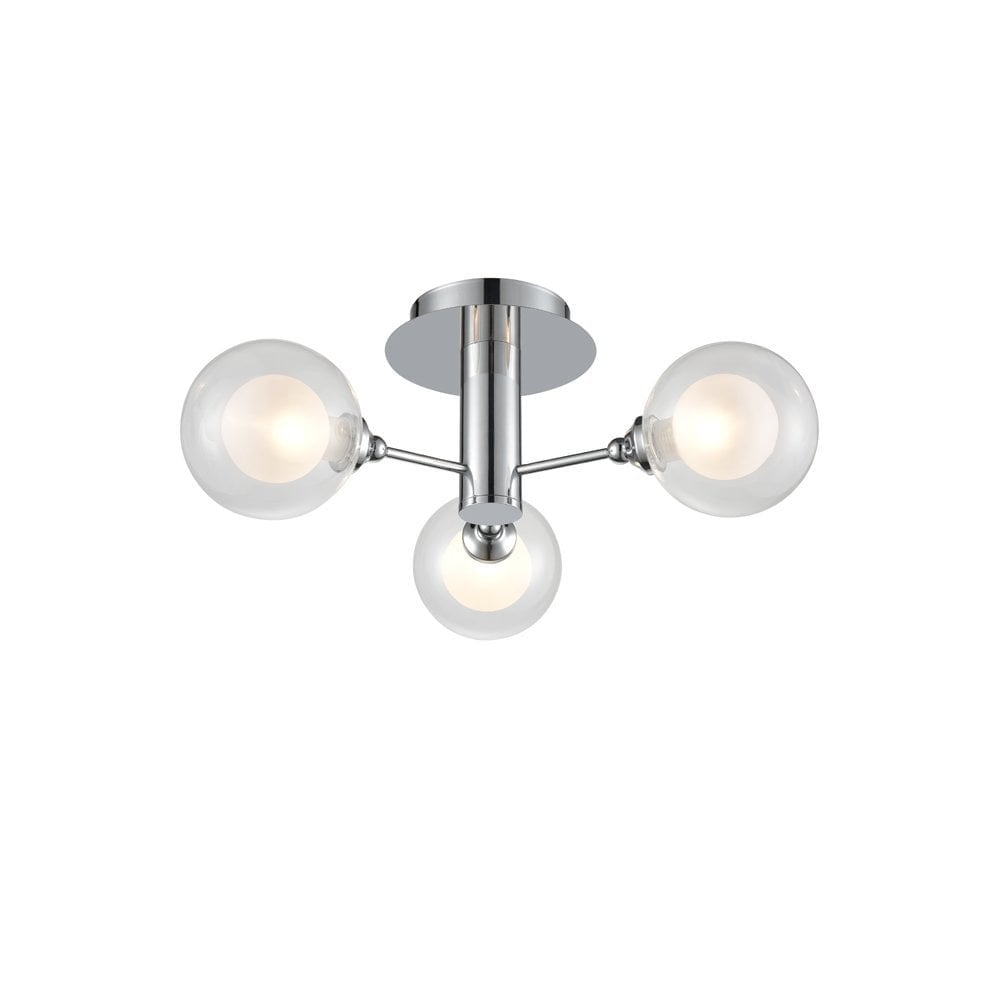 Modern 3 Light Flush Ceiling Light In Polished Chrome With Glass Shades FL2400-3