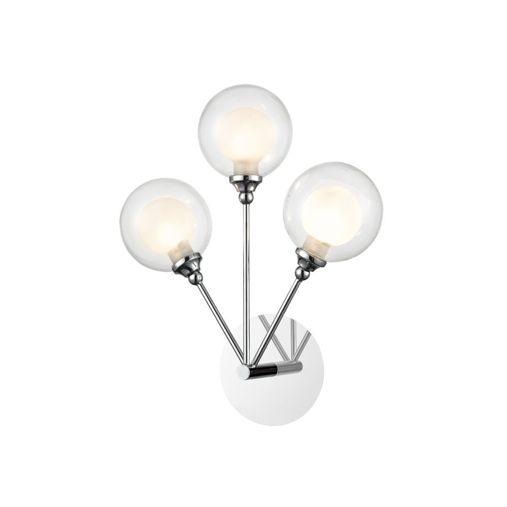 Modern 3 Light Wall Light In Polished Chrome With Glass Shades FL2401-3
