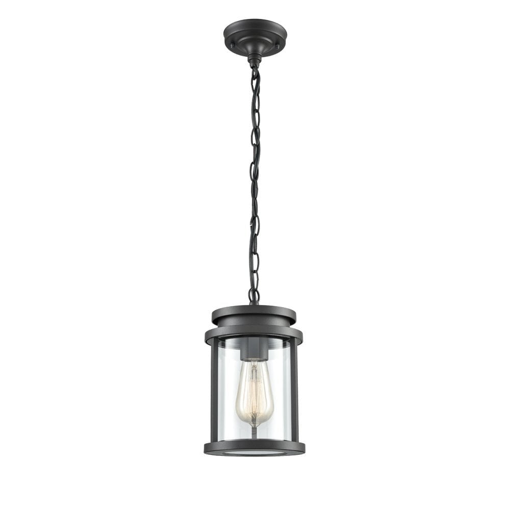 Contemporary Outdoor Ceiling Pendant Lantern In Charcoal Finish IP44 EXT6622