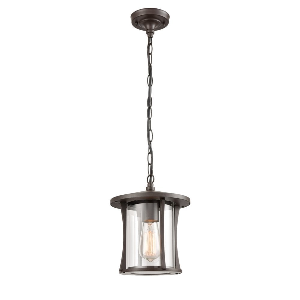Contemporary Outdoor Ceiling Pendant Lantern In Brown Finish IP44 EXT6626