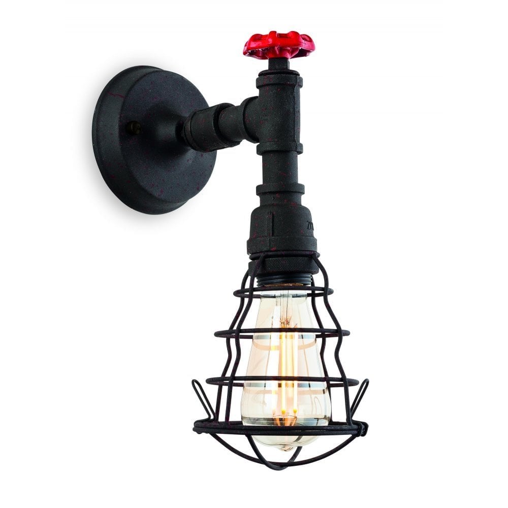 Factory Industrial Wall Light In Rustic Black Finish 7635RBK