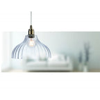 Victory Single Ceiling Pendant Light In Antique Brass Finish With Fluted Glass 7648AB