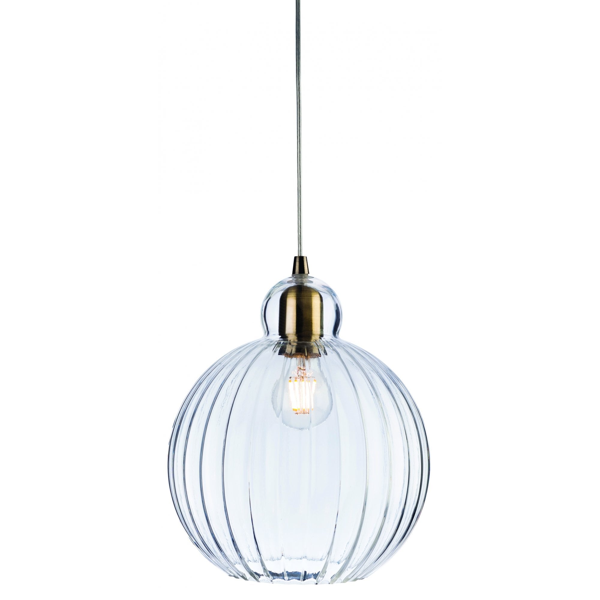 Victory Single Ceiling Pendant Light In Antique Brass Finish With Sphere Glass 7649AB
