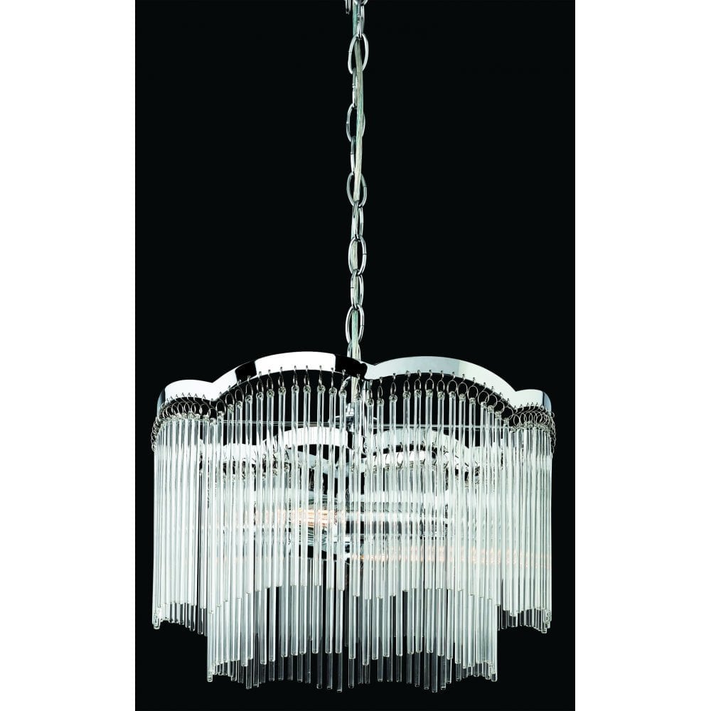 Opera Single Ceiling Pendant Light In Chrome Finish With Clear Glass Rods 7653CH