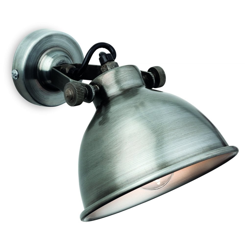 Mantis Industrial Wall Light In Antique Silver Finish 7646AS