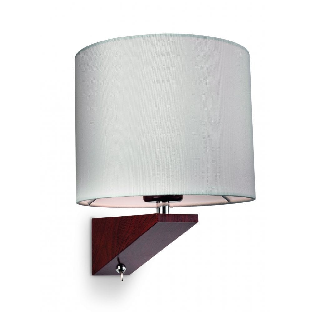Alpine Stylish Wall Light In Dark Walnut With Cream Shade 7655WA