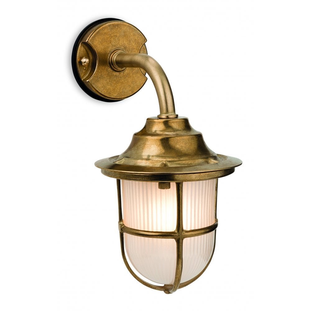 Nautic Classic Outdoor Wall Lantern In Brass Finish With Frosted Glass IP64 7660BR