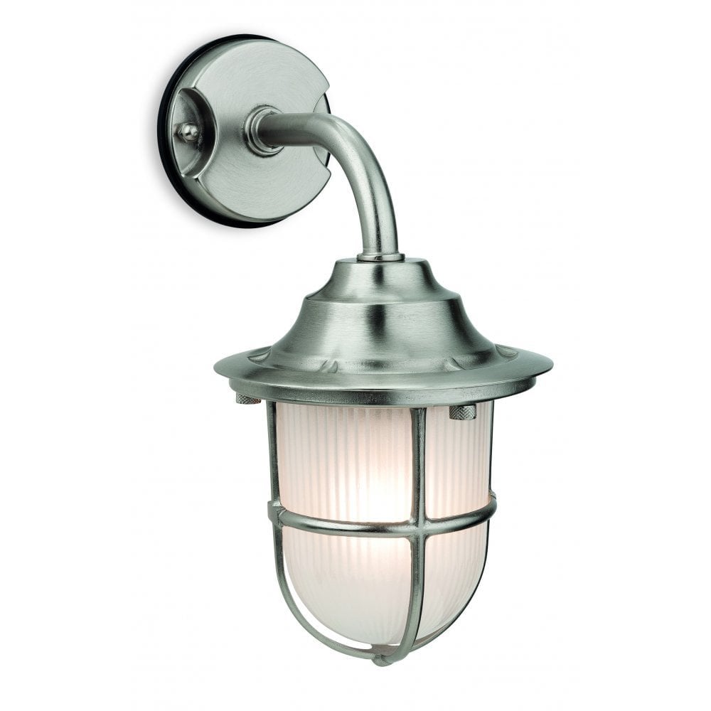 Nautic Outdoor Wall Lantern In Nickel Finish With Frosted Glass IP64 7660NC
