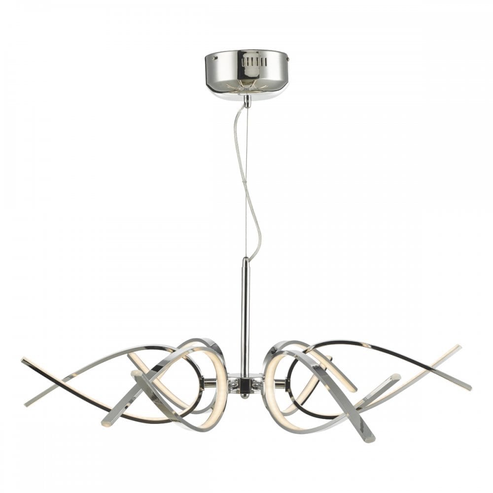 Tetra LED Modern 6 Arm Ceiling Pendant Light In Polished Chrome Finish TET0650