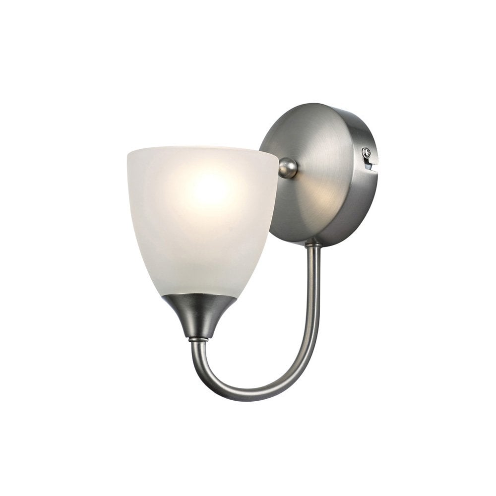 Cooper Wall Light In Satin Nickel Finish With Opal Glass Shade D0238