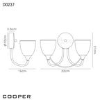 Cooper 2 Light Wall Light In Satin Nickel Finish With Opal Glass D0237