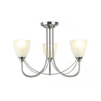 Cooper 3 Light Semi Flush Ceiling Light In Satin Nickel With Opal Shades D0026