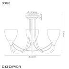Cooper 3 Light Semi Flush Ceiling Light In Satin Nickel With Opal Shades D0026