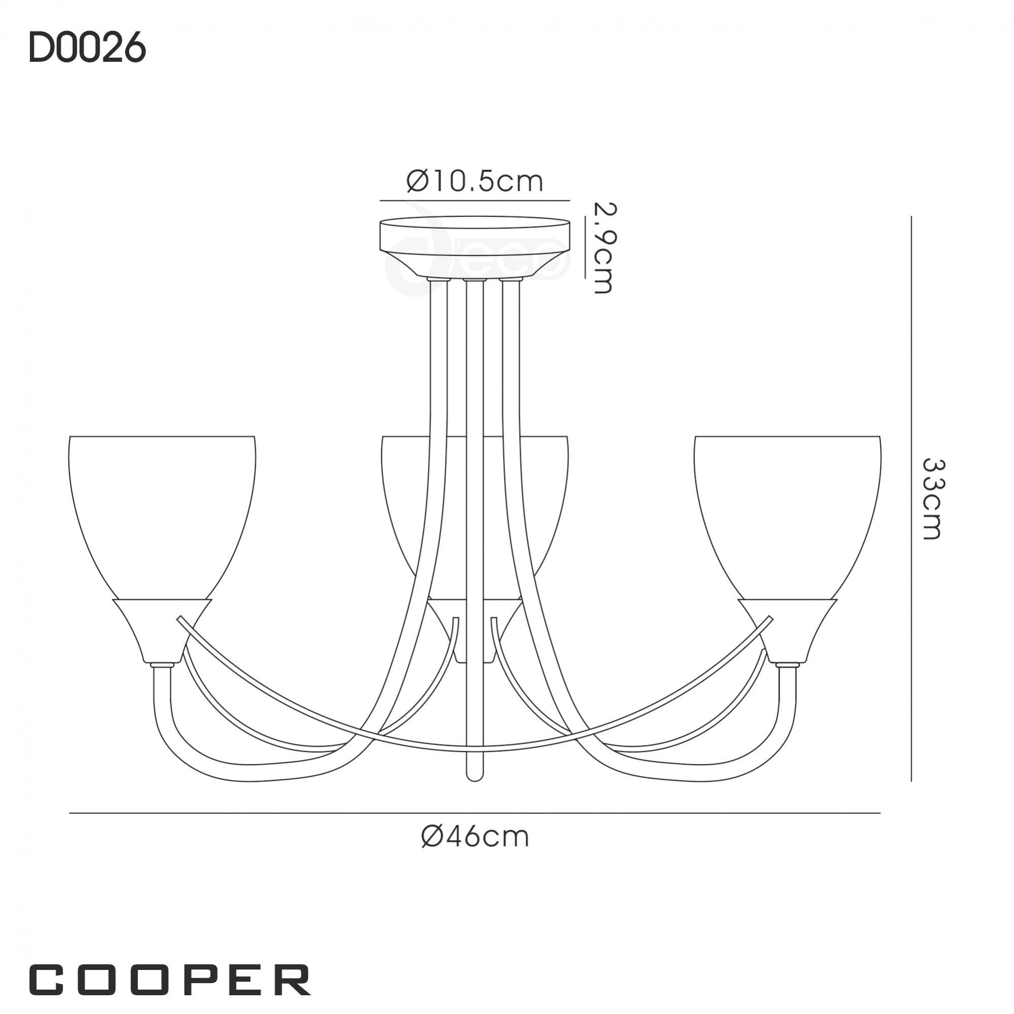 Cooper 3 Light Semi Flush Ceiling Light In Satin Nickel With Opal Shades D0026