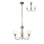 Cooper 3 Light Ceiling Pendant Light In Satin Nickel With Opal Shades D0042