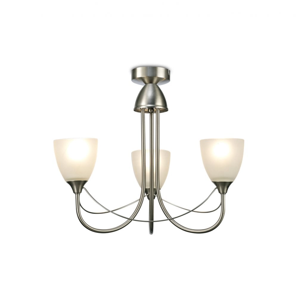 Cooper 3 Light Ceiling Pendant Light In Satin Nickel With Opal Shades D0042