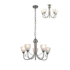 Cooper 5 Light Ceiling Pendant Light In Satin Nickel With Opal Shades D0236