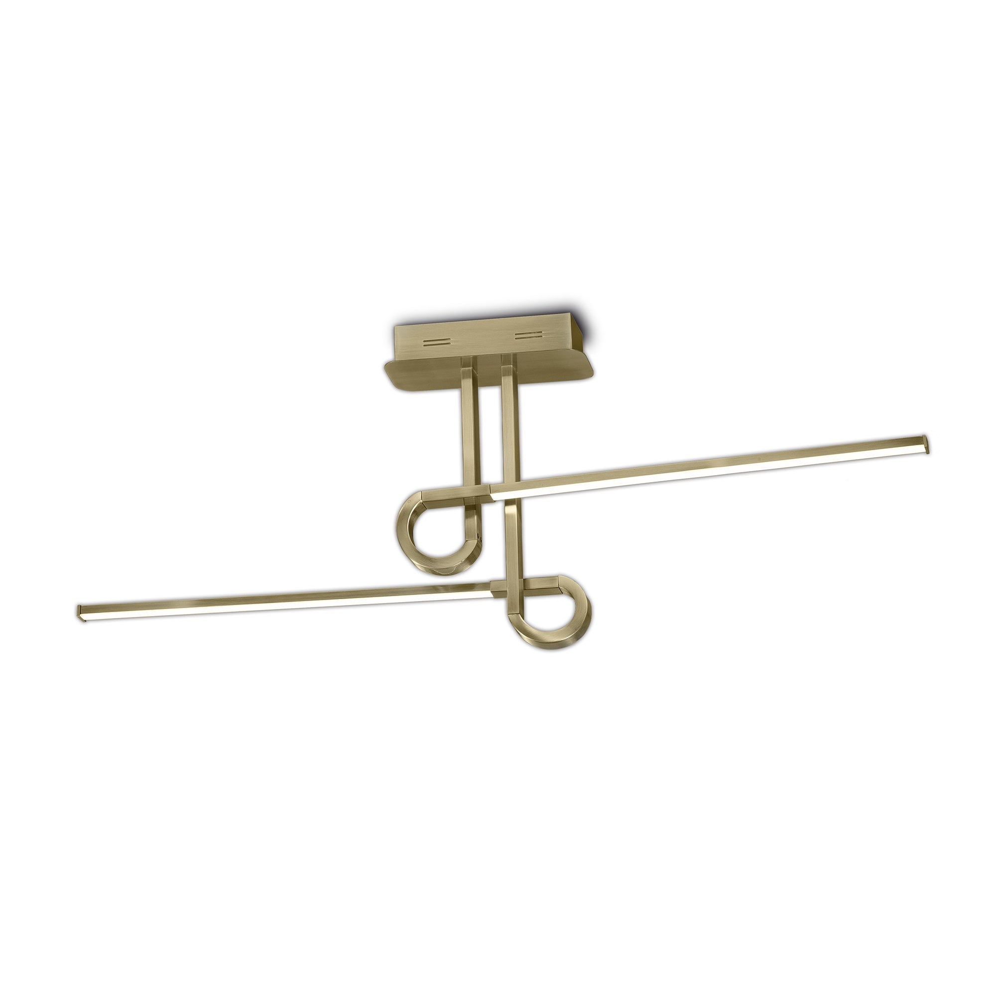 Cinto Modern 2 Light LED Semi Flush Ceiling Light In Antique Brass Finish M6127