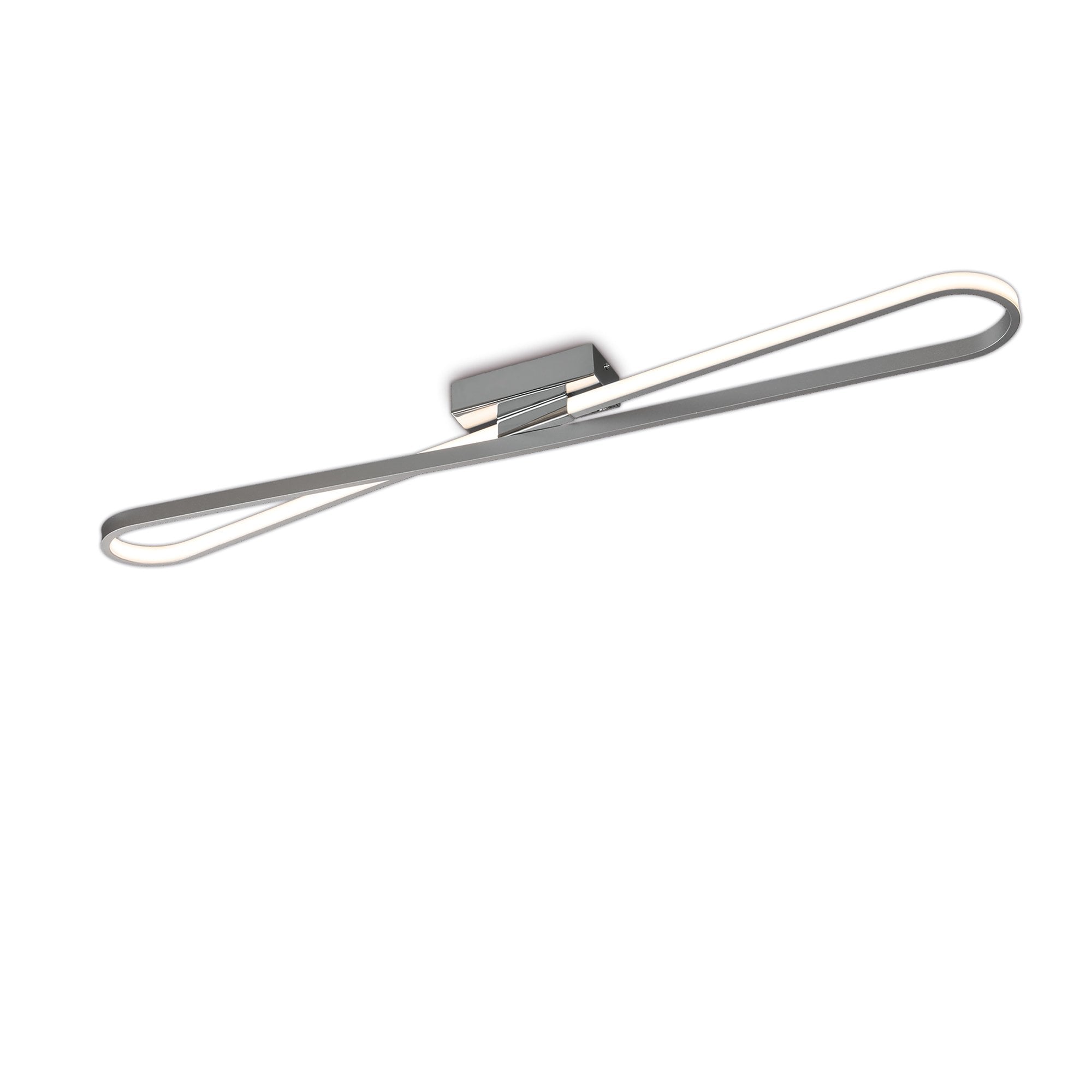 Bucle Modern LED Linear Flush Ceiling Light In Silver And Chrome Finish M5981