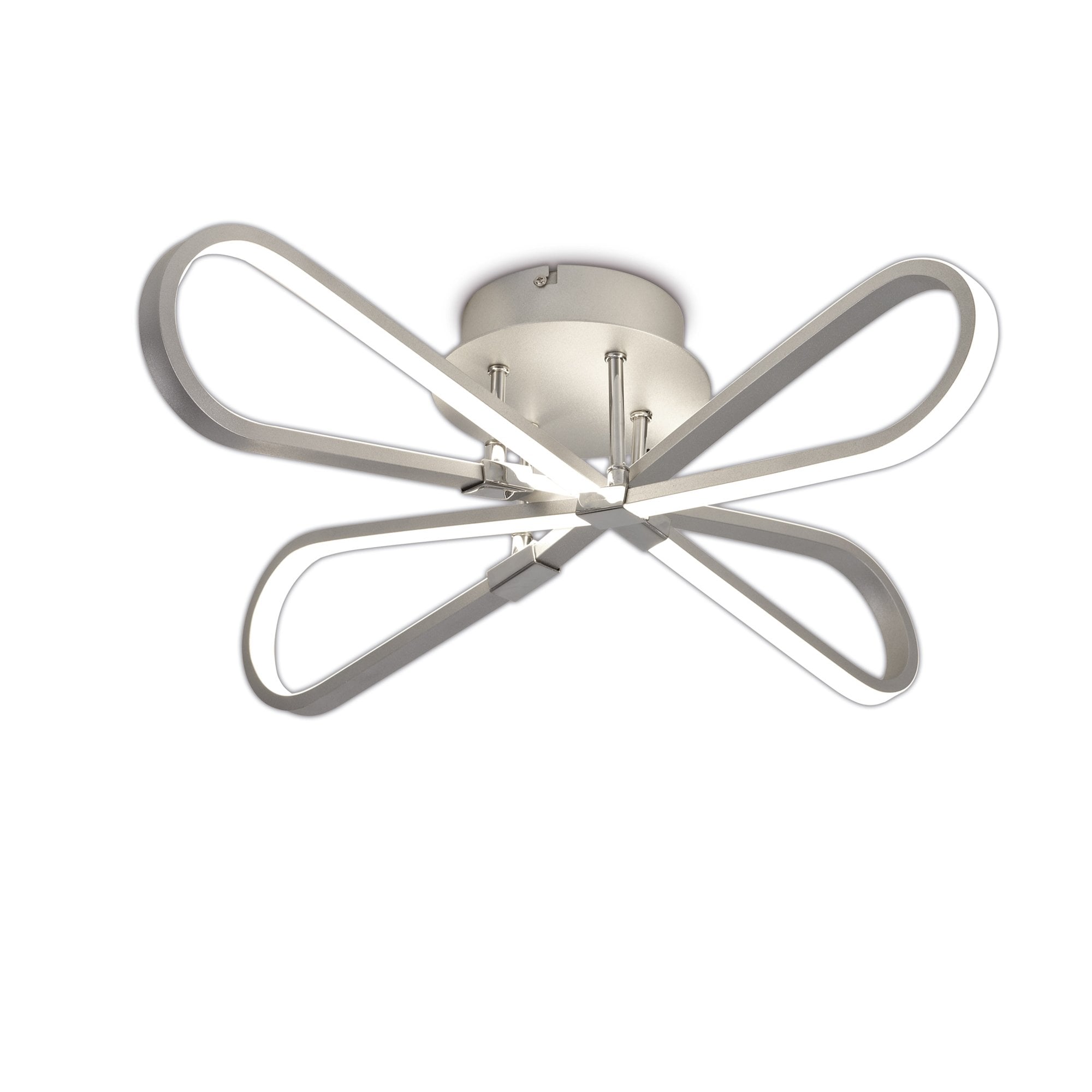 Bucle Modern LED Flush Ceiling Light In Silver And Chrome Finish M5982