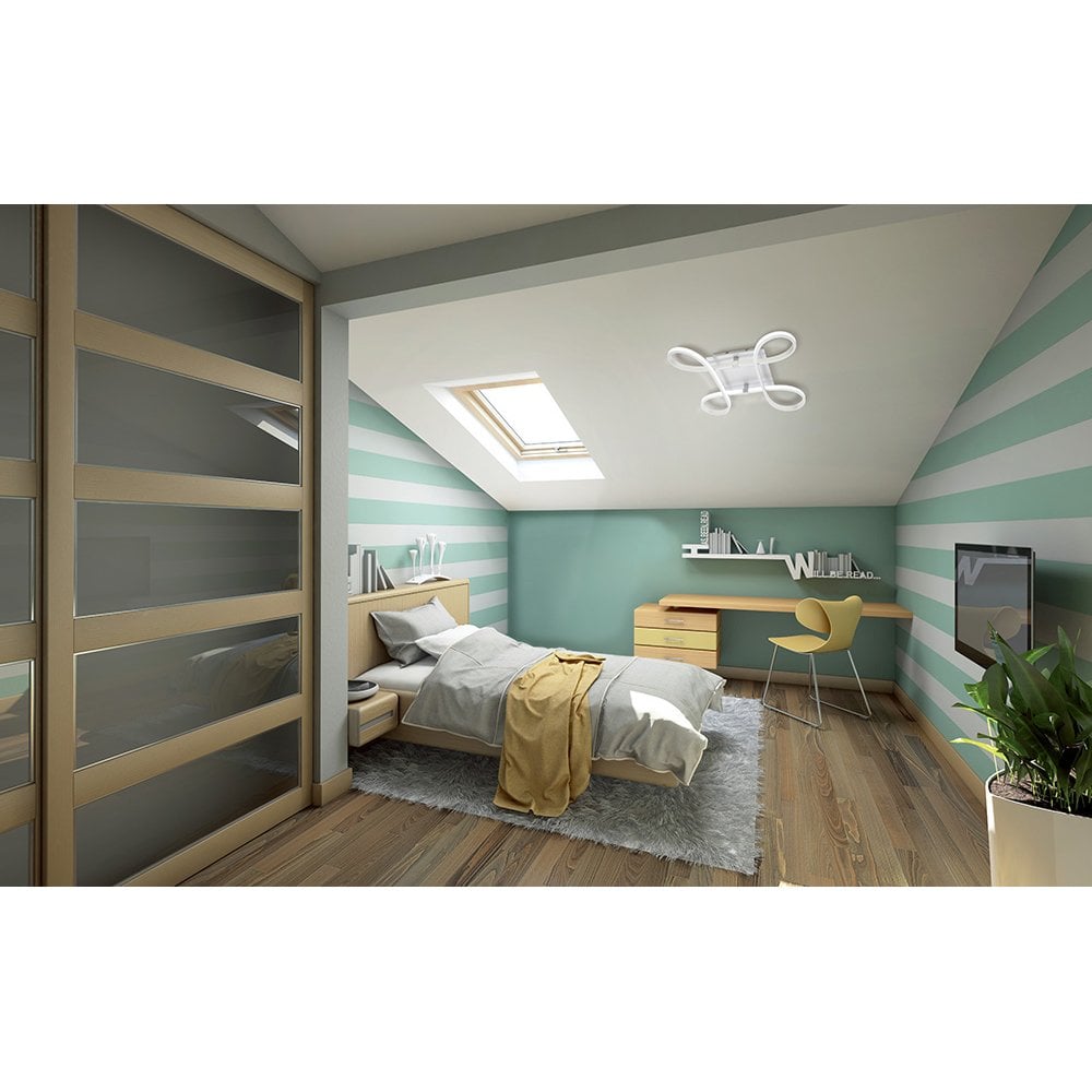Knot Modern LED Flush Ceiling Light In Silver And Chrome Finish M4990