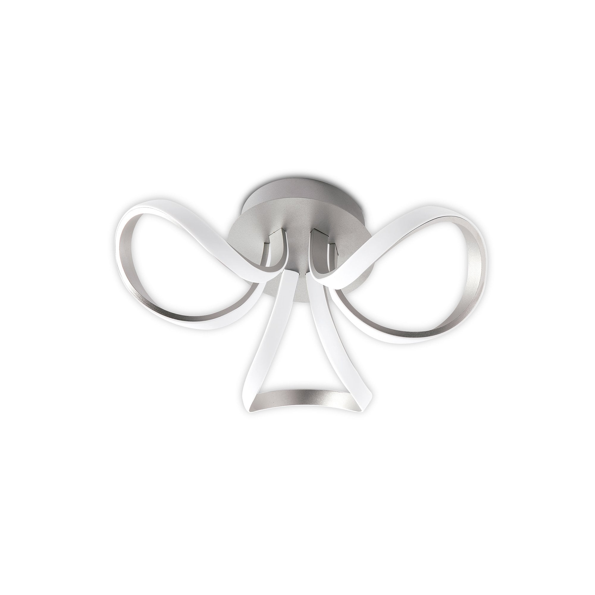 Knot Dimmable LED 3 Light Flush Ceiling Light In Silver Finish M4994
